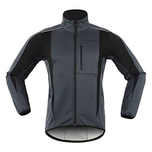 Foto von HOMTOL Thermo Fahrradjacke Herren Radjacke wasserdicht Winddicht Winter Thermal Atmungsaktiv Fahrradbekleidung Leicht Radjacke Wandern Radsport-Jacken Softshell Mantel, L, dunkelgrau01