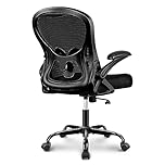 Winrise Office Chair Desk Chair, Ergonomic Mesh Computer Chair Home Office Desk Chairs, Swivel Task Chair Mid Back Breathable Rolling Chair with Adjustable Lumbar Support Flip Up Armrest (Black)