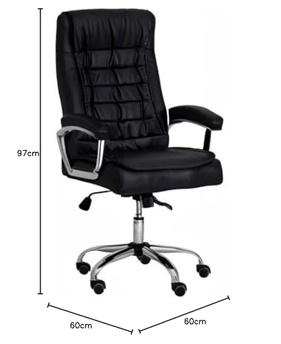 Cadeira de Escritório Presidente Monique Big Preta - Ergonómica, Molas Ensacadas, Couro Sintético