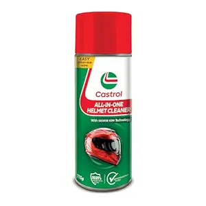 Castrol All-in-One Helmet Cleaner – Anti-Odour & Anti-Bacterial foaming Spray | One Spray for Helmet Inside & Out | Dermatologically Tested | Quick Drying | Suitable for All Helmets (125ml)