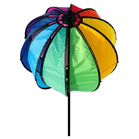 CIM Kugel Windspiel - Satorn 35 Rainbow - UV-beständig und wetterfest - Kugel: Ø35cm, Gesamthöhe: 115cm - inkl. Standstab und Bodendübel Cover