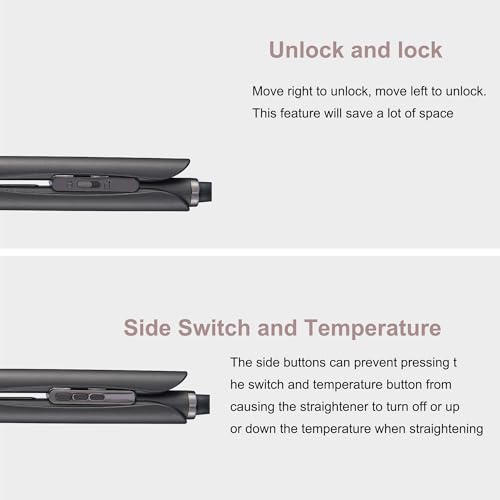 Ionic Hair Straighteners for Women,5.7cm Ceramic Wide Plate 120℃ to 220℃ LED Digital Display Side Temp Button Lock and Unlock Hair Straightener 2m 360 ° Swivel Cord for Short Medium Long Hair - Image 4