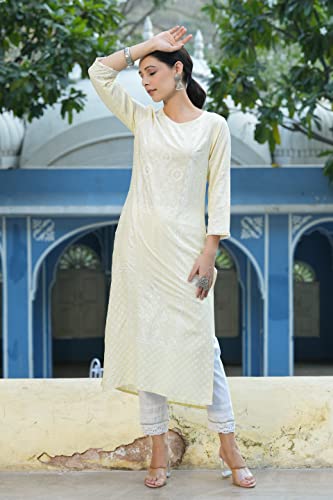 Image of Juniper Women's Rayon Printed Straight Kurta