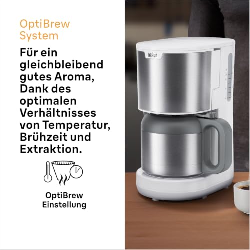 Cafetière Braun PurShine KF1500WH – Système OptiBrew, Verseuse Isotherme 1,2L - vue 3