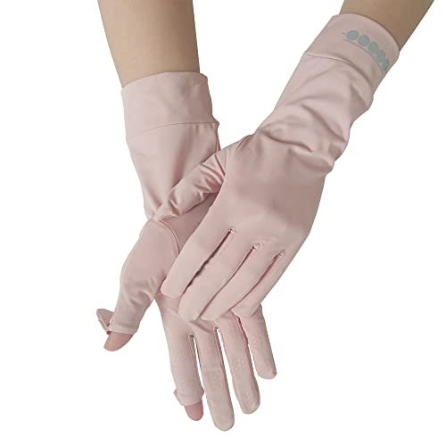 CAMSTIC Luvas femininas longas para dirigir FPS 50+ com proteção UV e tela sensível ao toque, Rosa,
