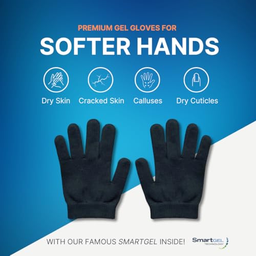 NatraCure Black Hydrating Gel Moisturizing Gloves - Hand Moisturizer Gloves for Dry & Chapped Hands - Lotion Spa Gloves for Cracked Hand Skin, Aging Hands & Cuticles - Overnight Dry Hand Treatment - Thumbnail 2