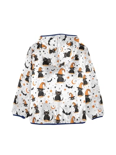 Cats Bats and Star Girls Fleece Jacket Girls Fall Jacket Boys Coats Zip Up Hoodie Children Outerwear 2-10T2