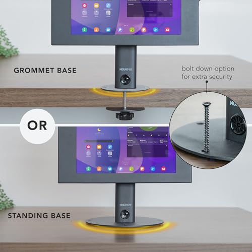 Mount-It! Lockable Tablet Countertop Kiosk Stand Compatible with Samsung Galaxy Tab A & S Series, Fully Enclosed Anti-Theft Mount, Fits 9.7"–13.1" Tablets, 90° Rotation & +/-180° Tilt, Steel Base by Mount-It! - Image 3