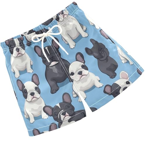 Pigsaly Boys Swim Trunks Cute Dog Puppy Dark Blue Boys Board Shorts Swimsuit Swimwear Summer Bathing Suit S