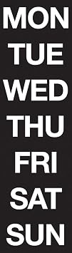 Magna Visual Magnetic Days of The Week 1" x 2" White on Black