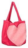 MAGMA Cord Stofftasche Einkaufstasche Umhängetasche Pixie 3D-Optik getuftet Heart Herz (Rot)
