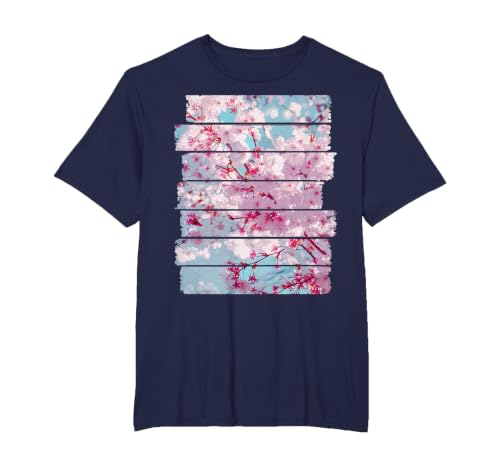 Blossom Japan Flower Cherry Tree T-Shirt, Men's Big and Tall, Navy Blue, 5X Tall
