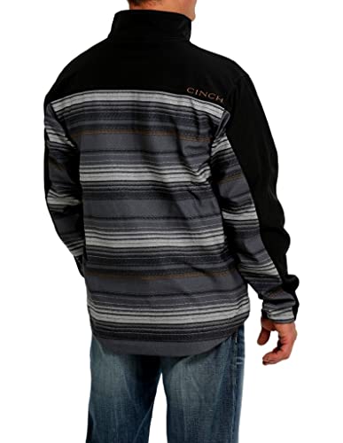 Cinch Men's Striped Bonded Zip Up Jacket Black L
