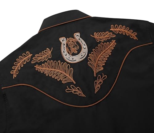 Men's Western Cowboy Shirt Embroidered Exquisite Long Sleeve Regular Fit Casual Snap Button Down Shirts4