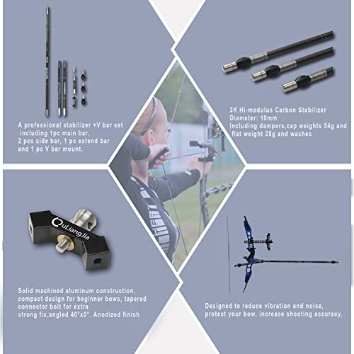 Perogen Archery Bow Stabilizer Set 28/12/4 Inch For Recurve Bow Carbon Fiber Bow Stabilizer Extension Pole Rod Bow Stabilizer #TOP3
