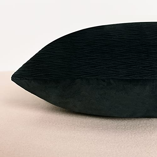 Phf Velvet Wrinkled Euro Sham, 26"X 26", 2 Pack Texture Luxury Home Decorative Euro Throw Pillow Covers For Bed Couch Sofa, Super Soft And Cozy European Pillow Covers, No Filling, Black Green #TOP4