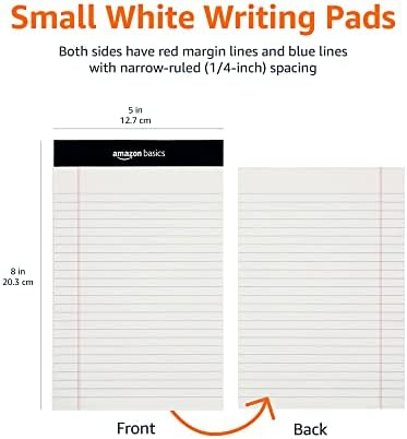 Amazon Basics Narrow Ruled Lined Writing Note Pad, 5 inch x 8 inch, White, 12 Count (12 Pack of 50 pages) - View 7