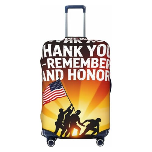 YRHSWJXLSXR Memorial Day Travel Luggage Covers Thank You Remember And Honor Soldiers Fashion Suitcase Cover Graphic Elastic Luggage Protector For Wheeled Luggage Small