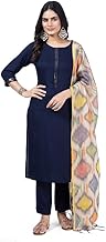 Women's Cotton Stitched Salwar Suit Set | Printed Cotton Dupatta, Round Neck Ethnic Kurta, with Straight Pant | Comfortable All Day Set