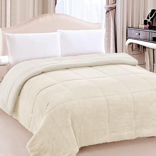 Morbidissimi Trapunta Dolomiti velluto e lana agnellata - dimensioni varie Z584 Matrimoniale CREMA