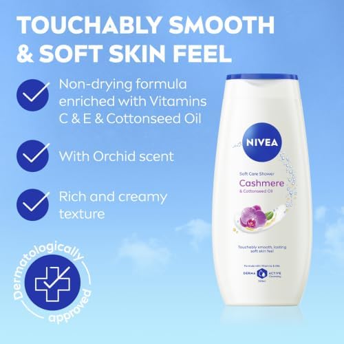 Nivea Cashmere & Cotton Oil Shower Gel (250ml), Body Wash with Vitamin C, E, and Precious Oils, Protects Skin from Drying Out and Leaves it Touchably Smooth - View 4