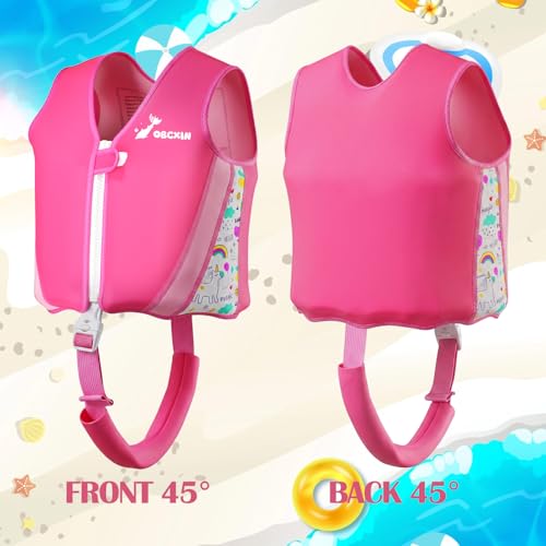 Toddler Swim Vest for 2-3 Years, Neoprene Kids Swimming Trainer Jacket with Removable Buoyancy Pads, Adjustable Safety Strap & Secure Zip, Pool Floaties Vest for Boys Girls 33-41 lbs — view 6