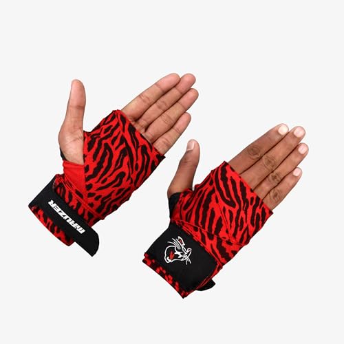 Image of Mexican-Style Boxing Hand Wraps - Breathable Stretch Cotton /Poly, 2 inch Wide with Hook & Loop, CAT Skin Graphic & Zeal to Win Slogan 3.5 Meter