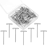 50Pcs T Pins, 1.06in T Pins Silver Stainless Steel T Pins for Wigs T Pins for Foam Head, Long Straig