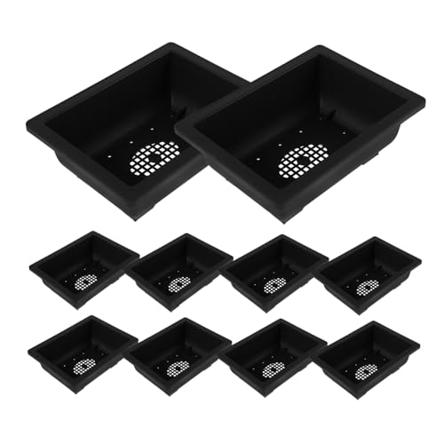 KONTONTY 12 Piezas Maceta De Estilo De Estilo Retro Macetas De Plástico para Entrenamiento De Bonsái Bote De Flores Rectangular El Plastico Negro