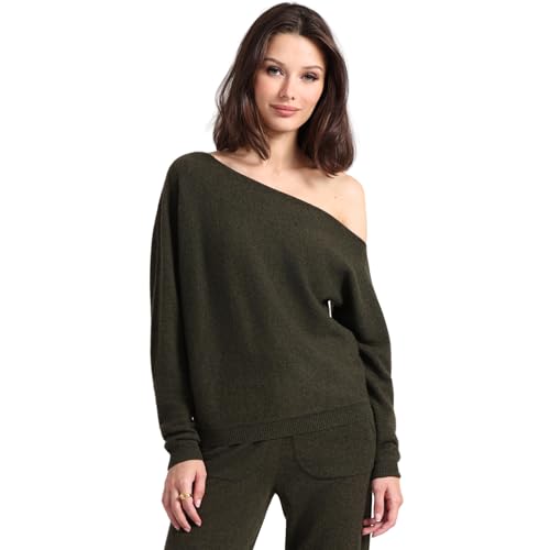 Image of Minnie Rose Womens Long Sleeve Off The Shoulder Cotton Cashmere Pull Over Sweater