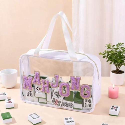 Bolsa de mahjong vacía con cremallera transparente portátil miniatura 4