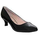 Comfort Plus Ladies Womens Kitten Heel Court Shoes Low Mid Heel Flexi Sole Wide E Fitting Classic Smart Casual Formal Work Office Outdoor All Occasions Wider Fit Comfortable Slip On- Black Patent 5
