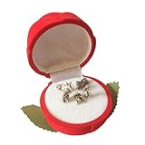 Pocket crib nativity scene in a red velvet rose gift box Jesus Mary Joseph xmas gift