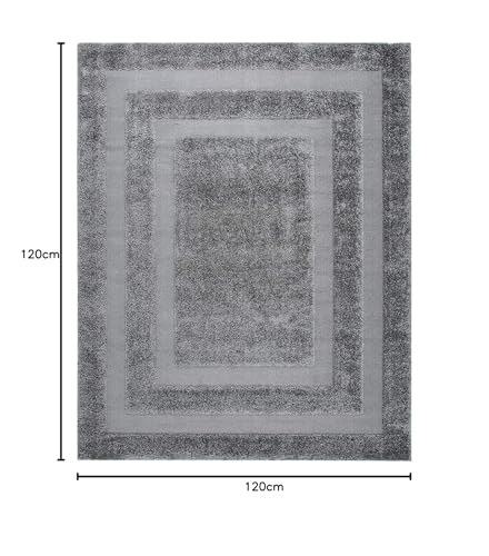 Image of Export Quality Microfiber Hand Woven Shaggy Carpet Collection with 2 inch Pile Height Carpet for Living Room & Hall Size 4x4 feet Round coular GreyA