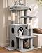 Globlazer Cat Tree Tower for Indoor Cats, 50-inch Adult Cat Tree House for Large Adult Cats with Steps, Scratching Post, 2 Cat Caves, Dangling Toys, FC50, Light Grey