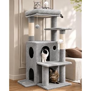 Globlazer FC50 Kratzbaum klein Stabil 127cm für Große/Senioren Katze | Katzenbaum mit Große Zweistöckiges Katzenhaus、Gepolsterte Plattform、Groß Basis für Ausruhen Spielen Kratzen Innen