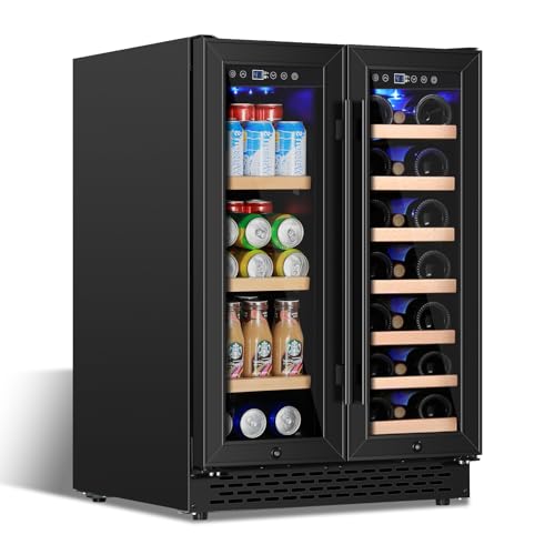 24 Inch Wine and Beverage Refrigerator Under Counter, Dual Zone