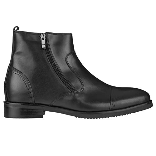 CALTO Men's Height Increasing Elevator Shoes - Lightweight Black Leather Zipper Boots (3.2 Inches) angle 4
