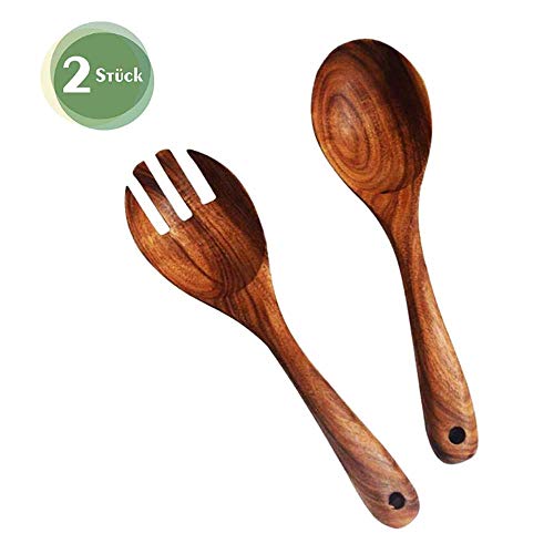 Thursday April Salatbesteck Holz Löffel Gabel Olivenholz 2-teiliges Holzbesteck Salatgabel Salatlöffel Küchenhelfer Olivenholz