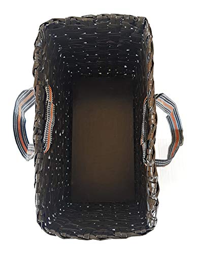 Image of Paperus, Large Lunch Bag, Picnic Basket, Carry Bag, Handbag, Tiffin Basket for Office, Rectangular, Eco-Friendly, Handmade, of Paper Ropes, in Inch 11 H, 14 L, 7 Wide Base Brown