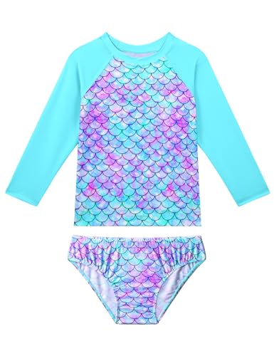 Image of Snowheart Girls Rash Guard Sets Long Sleeves Swimsuit 2 Pieces Tankini Bathing Suit Swimwear for Girls 3-12 Years