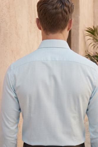 Image of Louis Philippe Men's Slim Fit Easy to Iron Everyday wear Premium Cotton Full Sleeve Checks Formal Shirt
