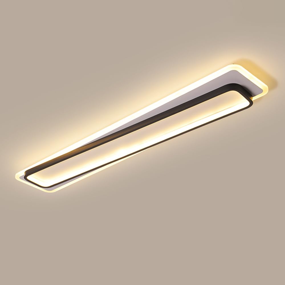 Nowoczesna Sufitowa, Akrylowa Liniowa Z 3 Trybami Kolorów, Sufitowa Led, Oświetlenie Jadalni I Salonu, Długie Lampy Sufitowe (Cri 85+)/Czarny/60 Cm