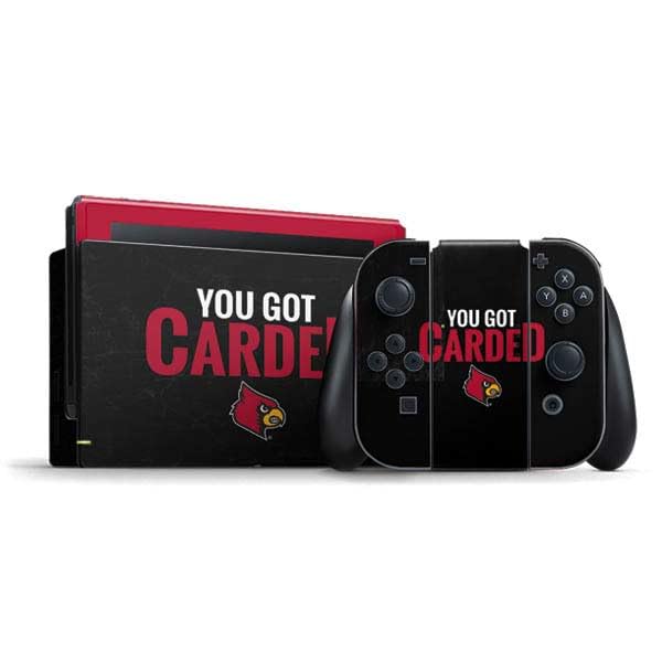 Skinit Decal Gaming Skin Compatible with Nintendo Switch Bundle - Officially Licensed University of Louisville You Got Carded Design