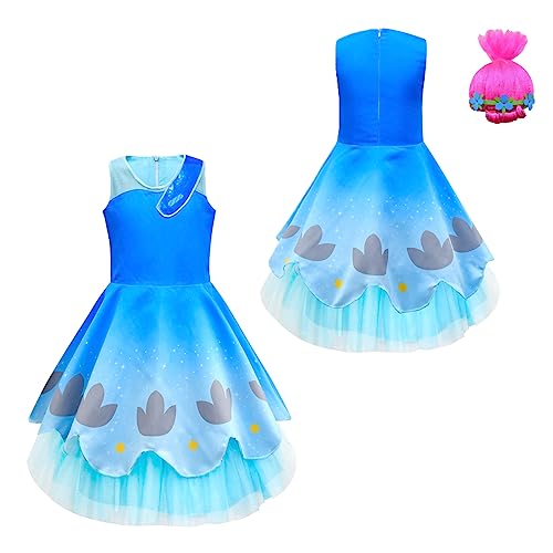 Asaohao Kids Princess Poppy Costume With Wig Size 10 Halloween Outfit Girls Party Dress Up Birthday Gift #TOP1