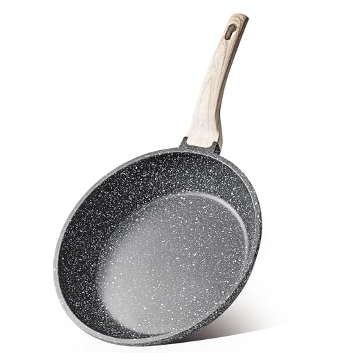 Carote 8 Inch Non-stick Frying Pan Skillet Omelet Pan,Stone Cookware Granite Coating from Switzerland,Black…