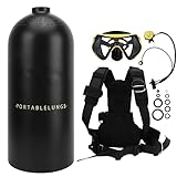 KIMISS DIDEEP - Kit de tanque de buceo con cilindro de oxígeno, equipo de buceo submarino con mochila y protector de ojos para aventuras en aguas profundas (negro)