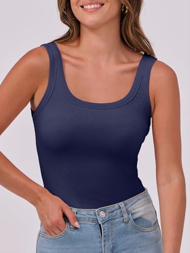 Image of ANRABESS Womens Sleeveless Scoop Neck Tank Top Ribbed Fitted Summer Basic Slim Cute Tops 2026