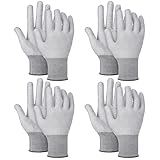 Copkim 4 Pairs Grey Vinyl Wrap Anti-static Gloves Professional Carbon Fiber Dust-free Tint Application Tool Working Gloves for Wrap and Decal Applications