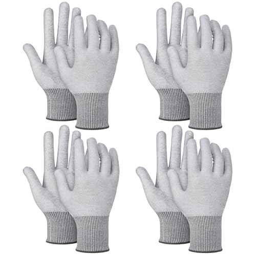 Copkim 4 Pairs Grey Vinyl Wrap Anti-static Gloves Professional Carbon Fiber Dust-free Tint Application Tool Working Gloves for Wrap and Decal Applications